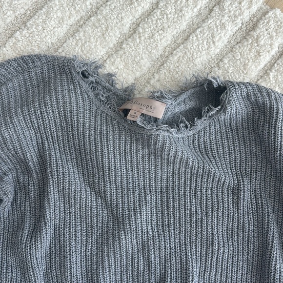 Philosophy grey fringe sweater - Picture 2 of 3